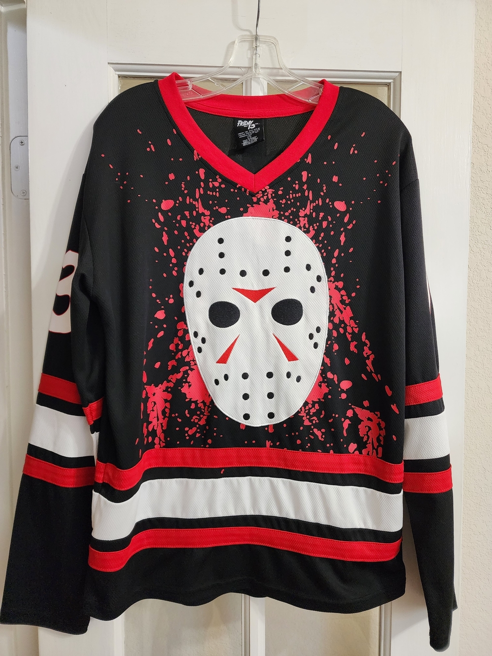 Friday the 13th Jason Voorhees Hockey Jersey #13 Black Red Small